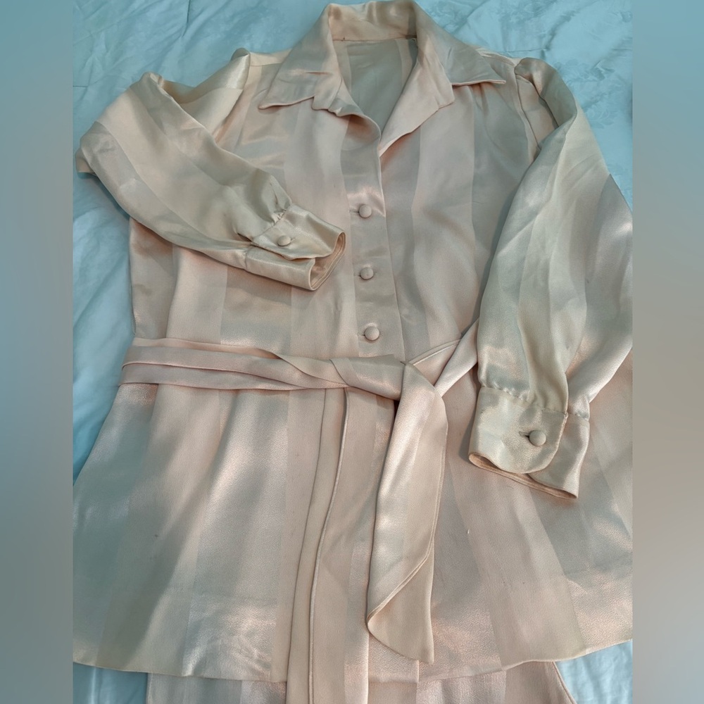 Satin Cream Beige Pant Suit